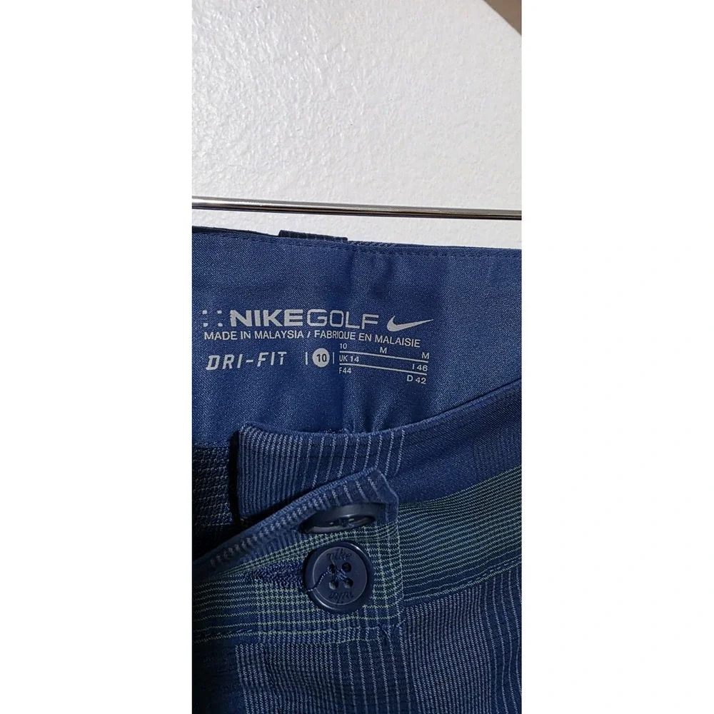 Nike Golf Shorts Women Blue Sports Plaid Shorts Sz 10 Button Tennis Outdoor EUC‎